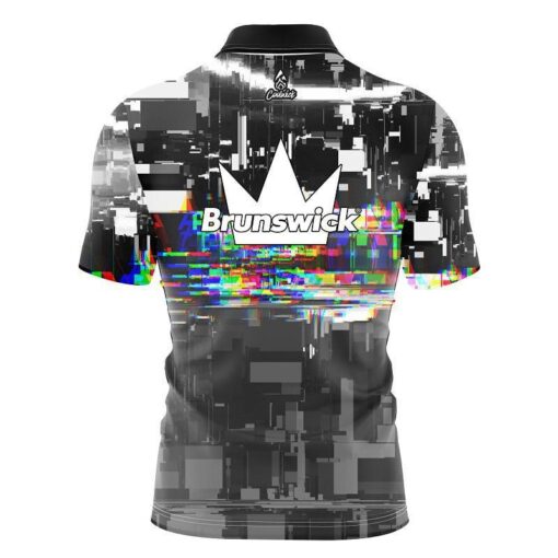 Brunswick Glitch Quick Ship CoolWick Sash Zip Bowling Jersey - Image 2
