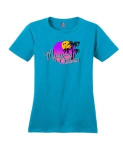 Coolwick Missy Parkin Womens Turquoise Bowling Palms Bowling T-Shirt