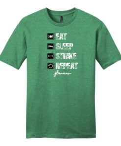 Josie Barnes CoolWick Eat Sleep Strike Repeat Heathered Kelly Bowling T-Shirt