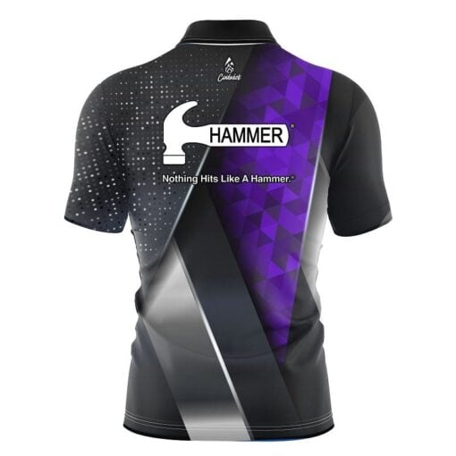 Hammer Purple Aspirations Quick Ship CoolWick Sash Zip Bowling Jersey - Image 2