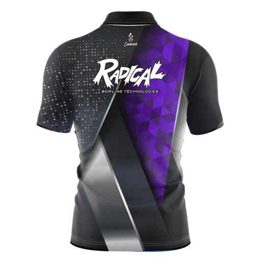 Radical Purple Aspirations Quick Ship CoolWick Sash Zip Bowling Jersey - Image 2