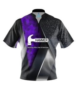 Hammer Mens Dye Sub Marbled Purple CoolWick Performance Crew Bowling Shirt 