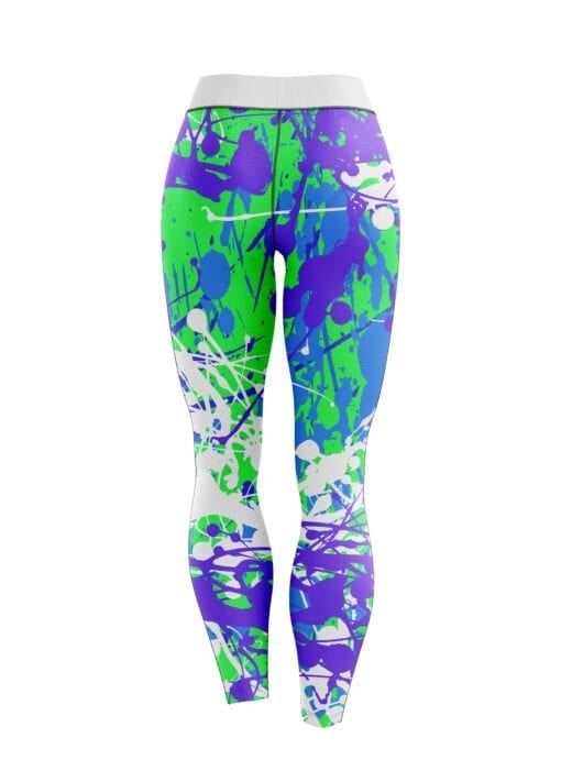 Paint Splatter Green Purple CoolWick Leggings - Image 2