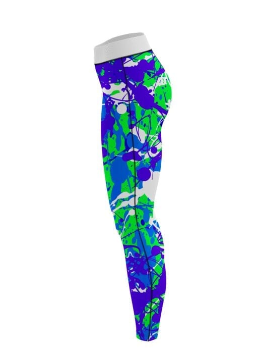 Paint Splatter Green Purple CoolWick Leggings - Image 3
