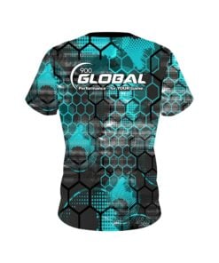 Alternative view of 900 Global Teal Honeycomb CoolWick Bowling Jersey