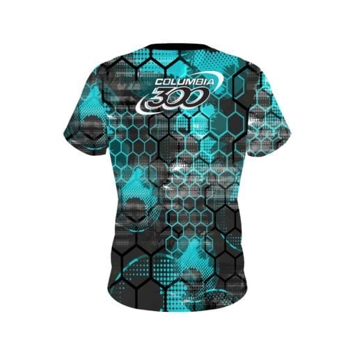 Columbia 300 Teal Honeycomb CoolWick Bowling Jersey - Image 2