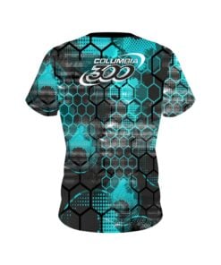 Alternative view of Columbia 300 Teal Honeycomb CoolWick Bowling Jersey