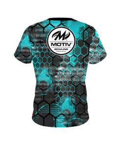 Alternative view of Motiv Teal Honeycomb CoolWick Bowling Jersey