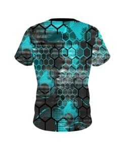 Alternative view of Plain Teal Honeycomb CoolWick Bowling Jersey