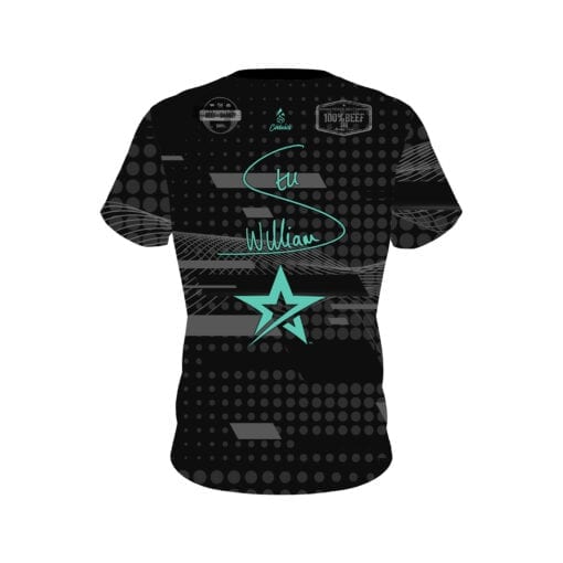 Stu Williams Teal Black CoolWick Bowling Jersey - Image 2