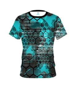 Plain Teal Honeycomb CoolWick Bowling Jersey