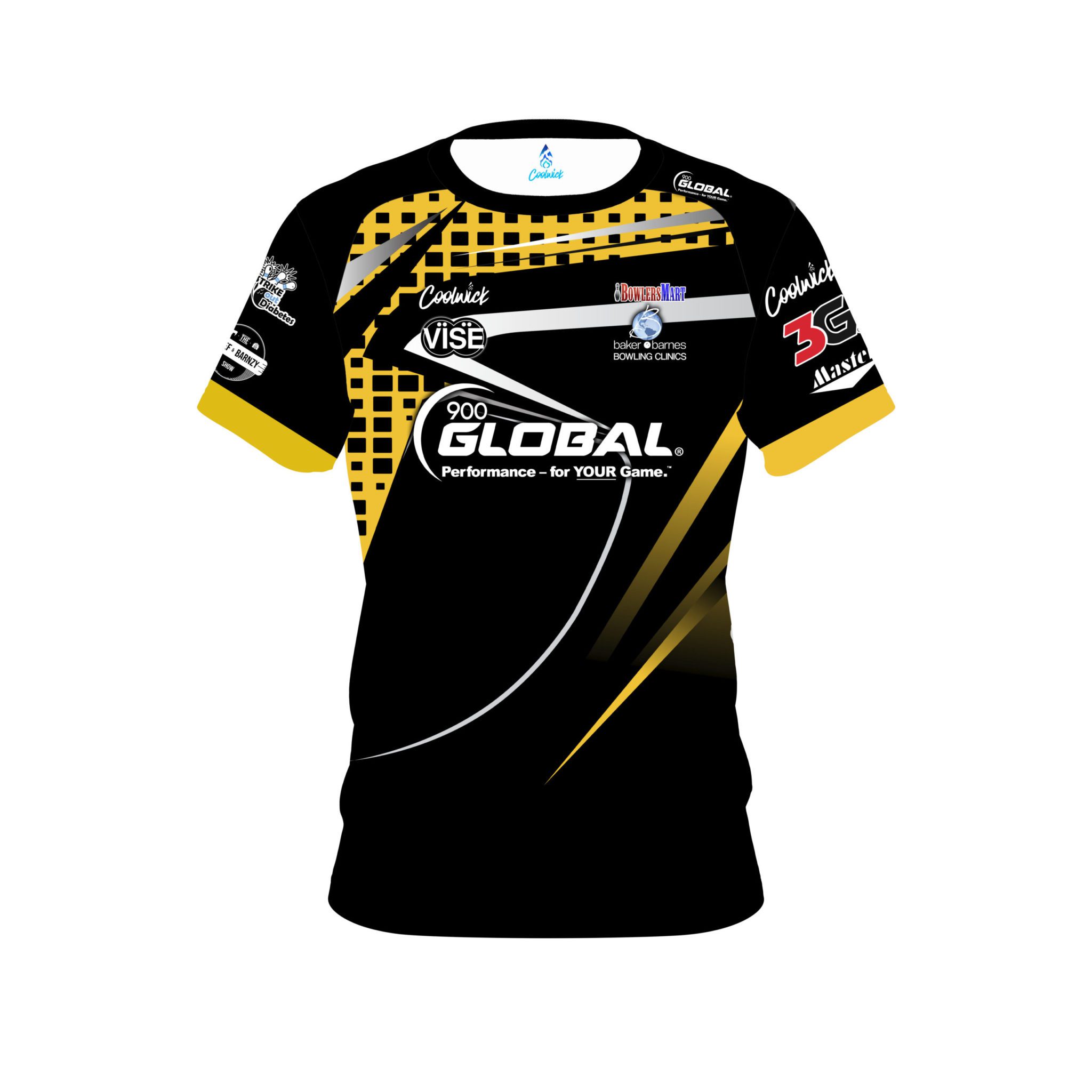Chris Barnes Black Yellow Slash CoolWick Bowling Jersey