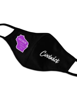 Alternative view of Wisconsin YBT Coolwick Black Purple Dye Sublimated Mask