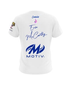 Alternative view of Motiv Erin McCarthy Solid White Blue Dot CoolWick Bowling Jersey