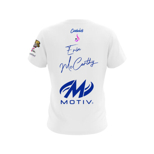Motiv Erin McCarthy Solid White Blue Dot CoolWick Bowling Jersey - Image 2