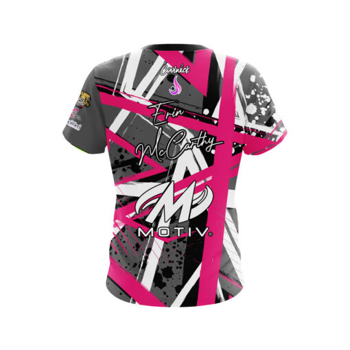 Motiv Erin McCarthy Pink Grunge Lines CoolWick Bowling Jersey - Image 2