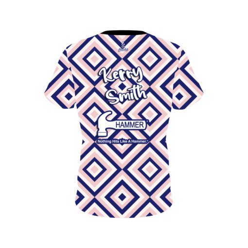 Kerry Smith Navy and Pink Geometric CoolWick Bowling Jersey - Image 2