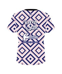 Alternative view of Kerry Smith Navy and Pink Geometric CoolWick Bowling Jersey