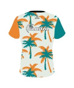 Alternative view of 900 Global Teal Orange Palm Trees CoolWick Bowling Jersey