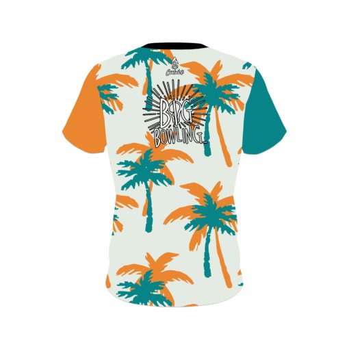 Big Bowling Teal Orange Palm Trees CoolWick Bowling Jersey - Image 2