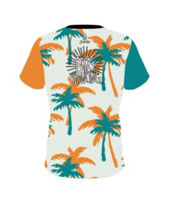 Alternative view of Big Bowling Teal Orange Palm Trees CoolWick Bowling Jersey