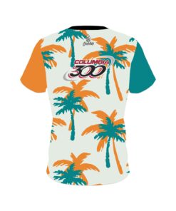 Alternative view of Columbia 300 Teal Orange Palm Trees CoolWick Bowling Jersey