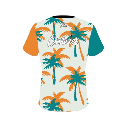 Signature Teal Orange Palm Trees CoolWick Bowling Jersey - Image 2