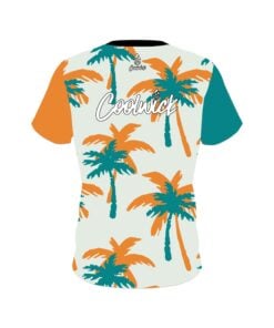 Alternative view of Signature Teal Orange Palm Trees CoolWick Bowling Jersey