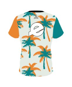 Alternative view of Ebonite Teal Orange Palm Trees CoolWick Bowling Jersey