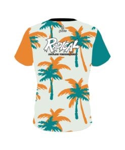 Alternative view of Radical Teal Orange Palm Trees CoolWick Bowling Jersey