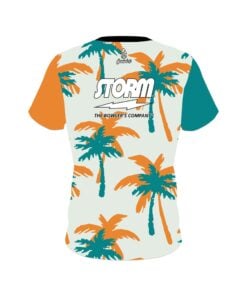 Alternative view of Storm Teal Orange Palm Trees CoolWick Bowling Jersey