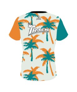 Alternative view of Track Teal Orange Palm Trees CoolWick Bowling Jersey