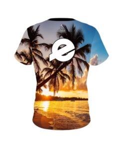 Alternative view of Ebonite Sunset Palm Trees CoolWick Bowling Jersey