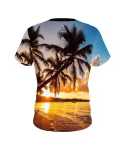 Alternative view of Plain Sunset Palm Trees CoolWick Bowling Jersey