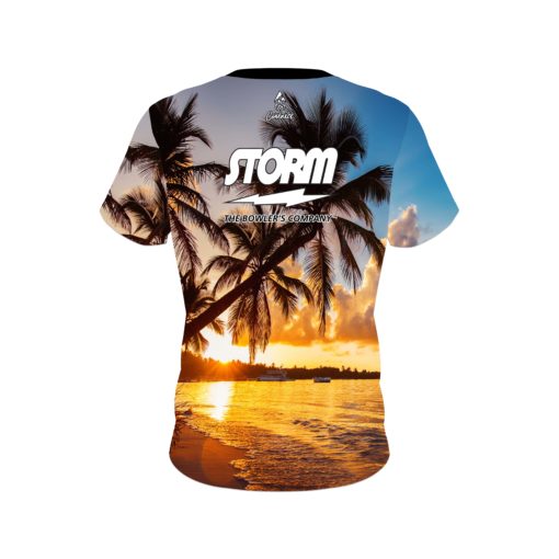 Storm Sunset Palm Trees CoolWick Bowling Jersey - Image 2