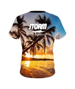 Alternative view of Storm Sunset Palm Trees CoolWick Bowling Jersey