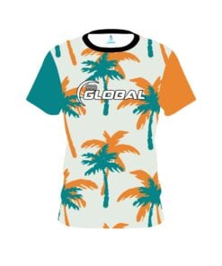 900 Global Teal Orange Palm Trees CoolWick Bowling Jersey