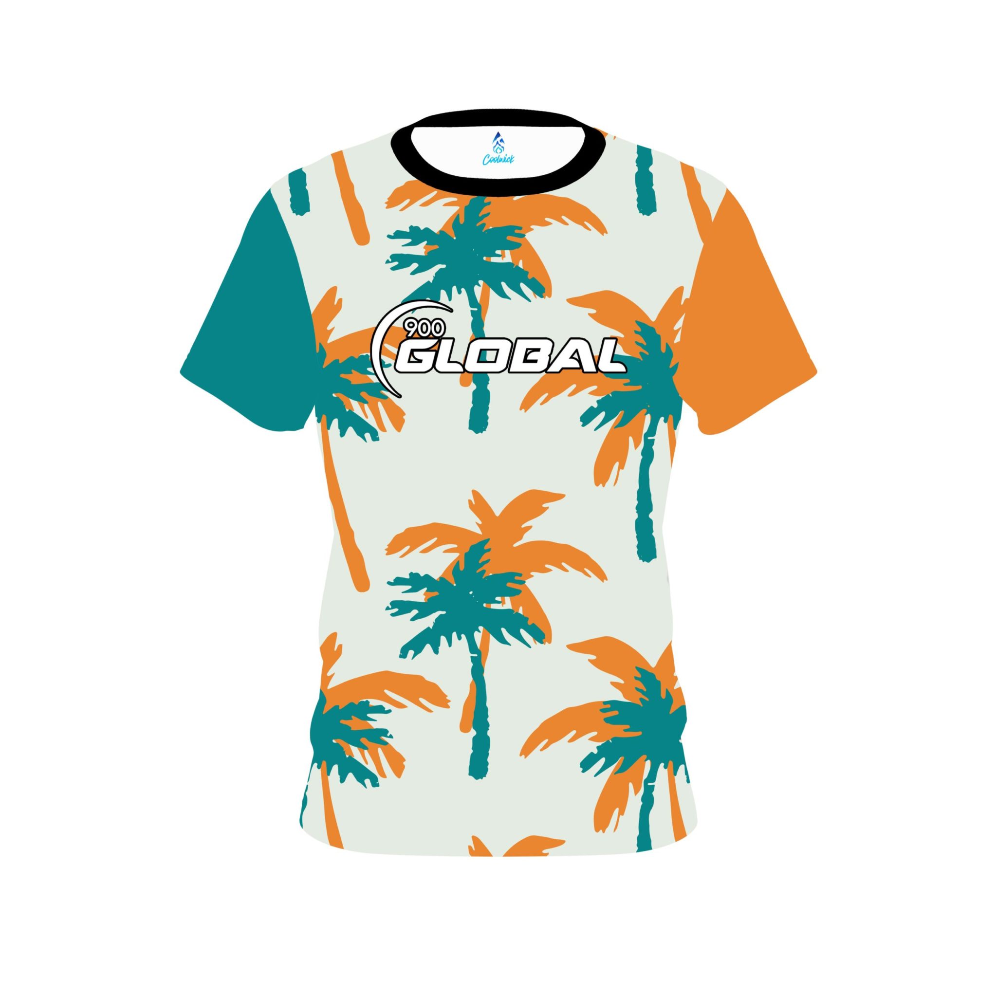 900 Global Teal Orange Palm Trees CoolWick Bowling Jersey