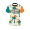 Big Bowling Teal Orange Palm Trees CoolWick Bowling Jersey