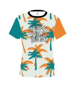 Big Bowling Teal Orange Palm Trees CoolWick Bowling Jersey