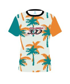 Columbia 300 Teal Orange Palm Trees CoolWick Bowling Jersey