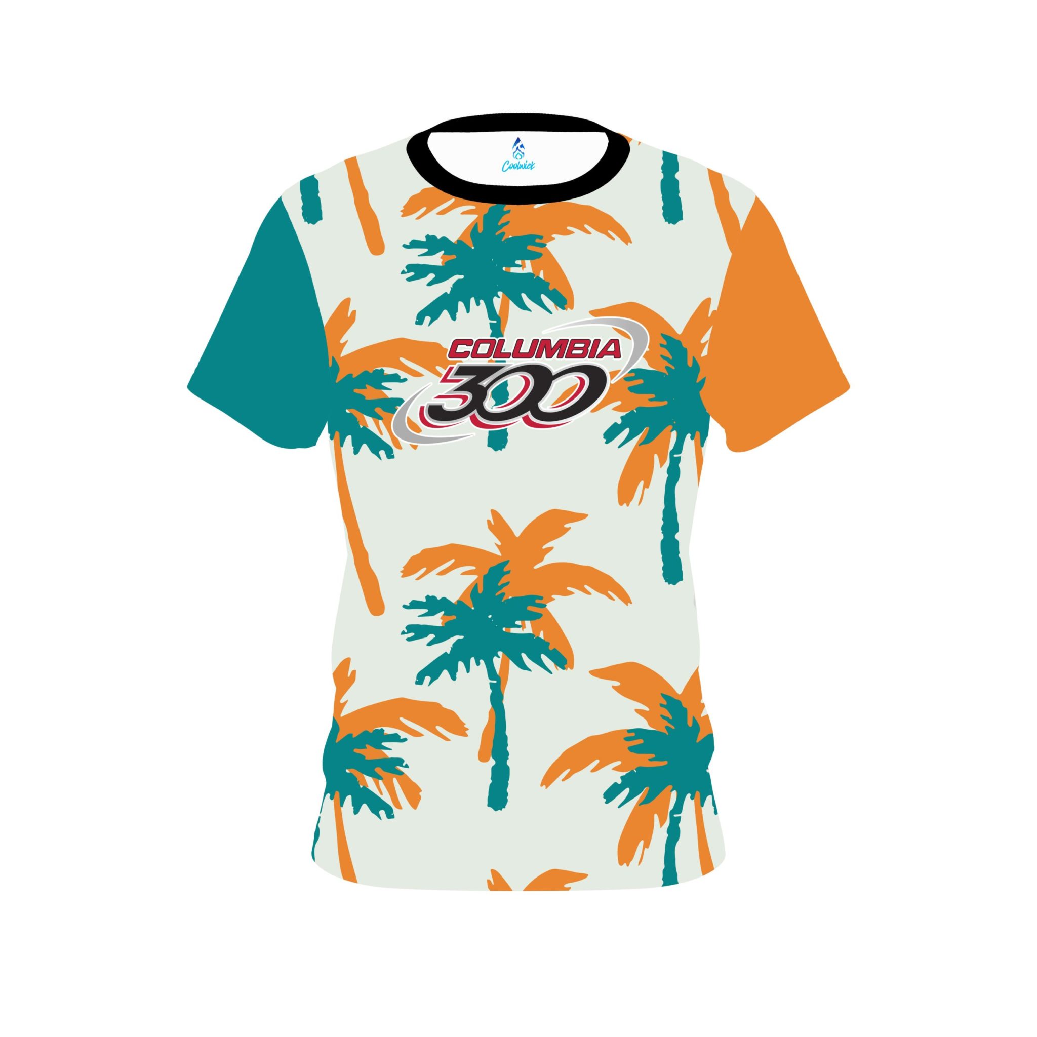 Columbia 300 Teal Orange Palm Trees CoolWick Bowling Jersey