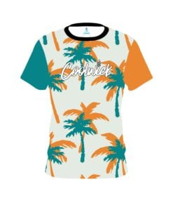Signature Teal Orange Palm Trees CoolWick Bowling Jersey