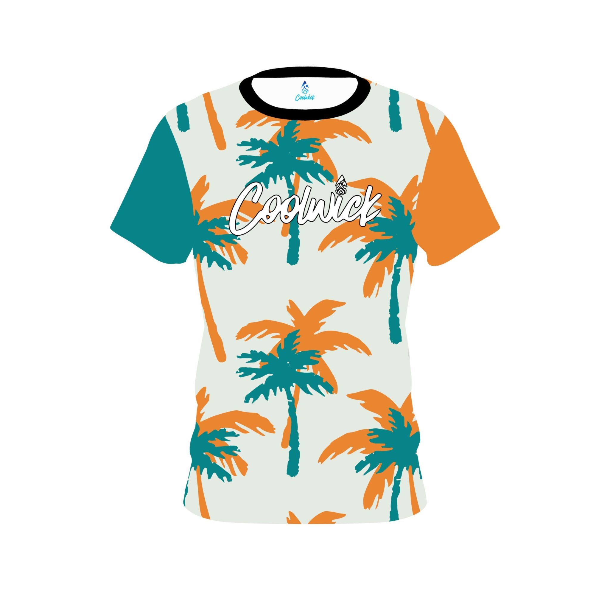 Signature Teal Orange Palm Trees CoolWick Bowling Jersey