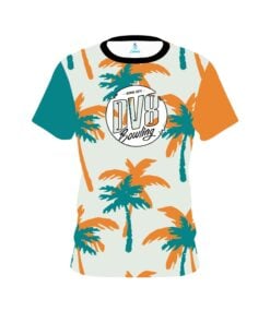 DV8 Teal Orange Palm Trees CoolWick Bowling Jersey