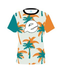 Ebonite Teal Orange Palm Trees CoolWick Bowling Jersey