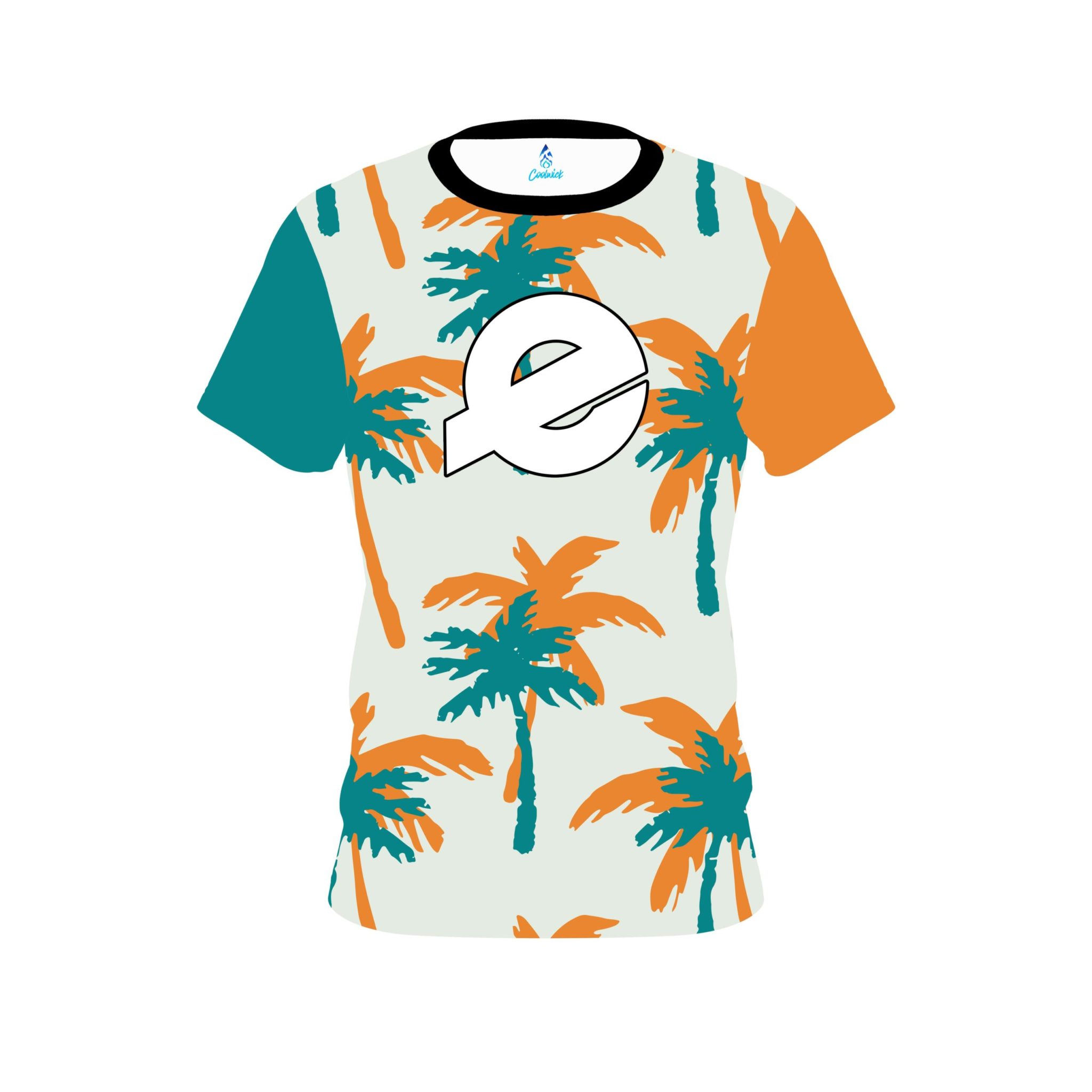 Ebonite Teal Orange Palm Trees CoolWick Bowling Jersey