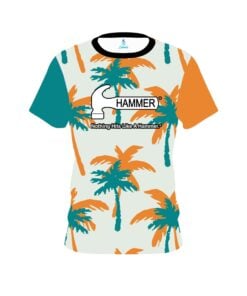 Hammer Teal Orange Palm Trees CoolWick Bowling Jersey