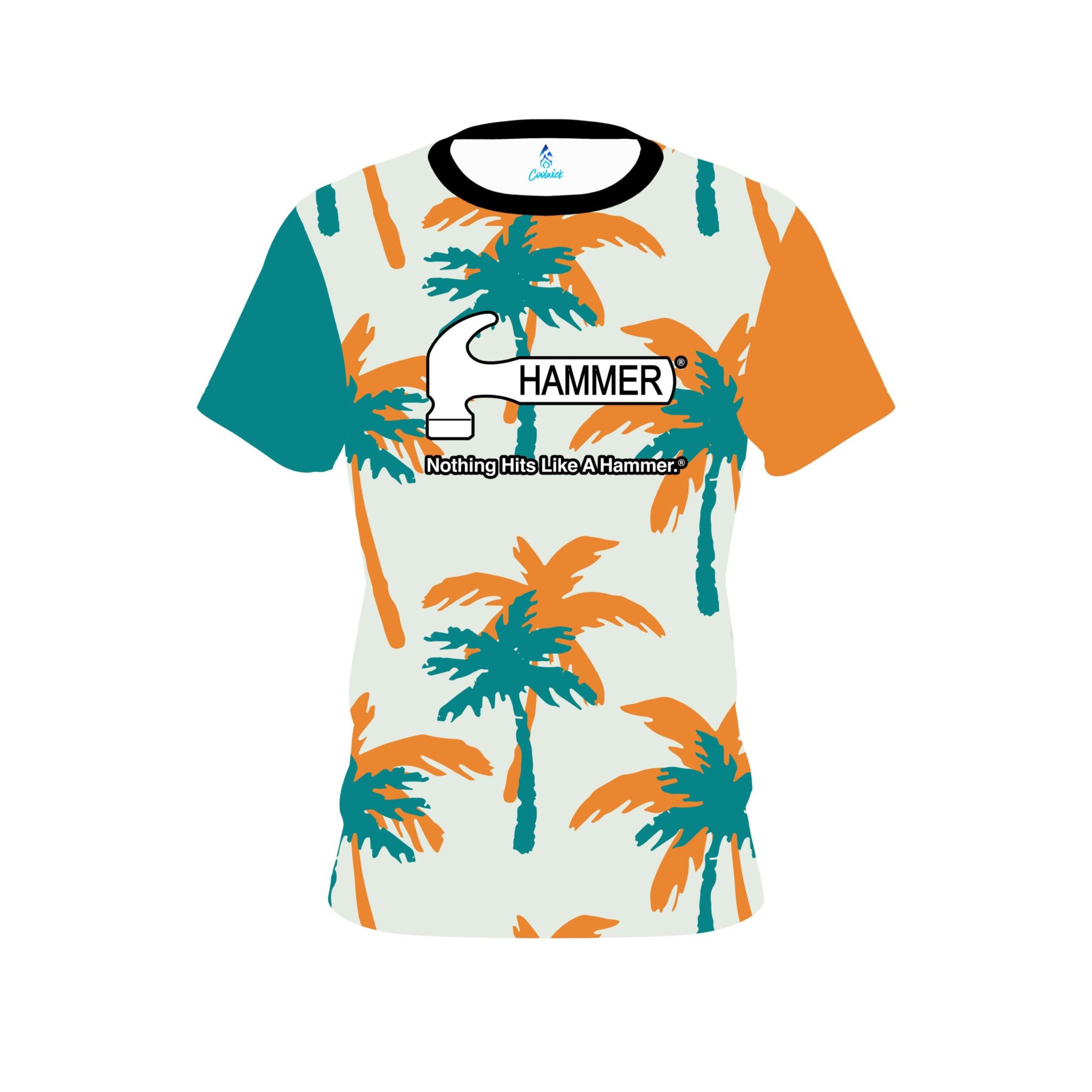 Hammer Teal Orange Palm Trees CoolWick Bowling Jersey