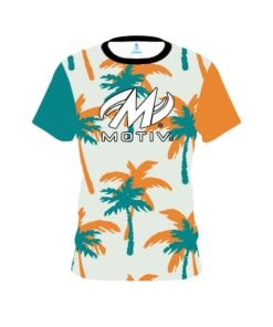 Motiv Teal Orange Palm Trees CoolWick Bowling Jersey